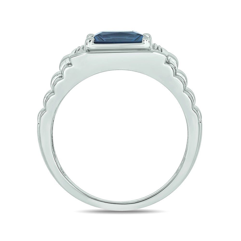 Sterling Silver London Blue Topaz Diamond Accent Ring