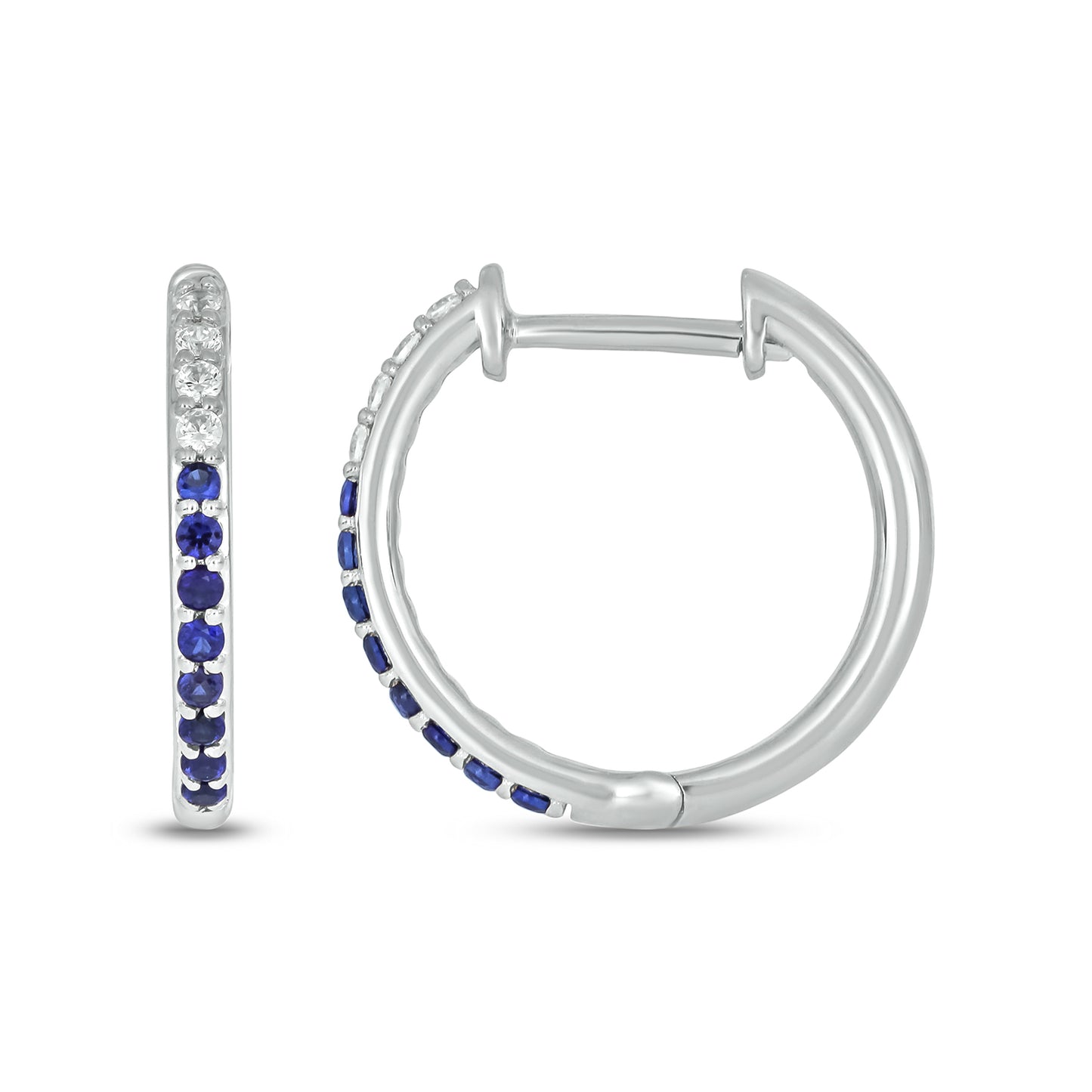 Sterling Silver Blue Lab Created Sapphire / Lab Grown Diamond accent earrings