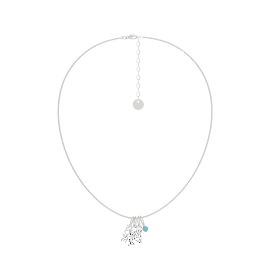 Charm Stack Birthstone Name Necklace