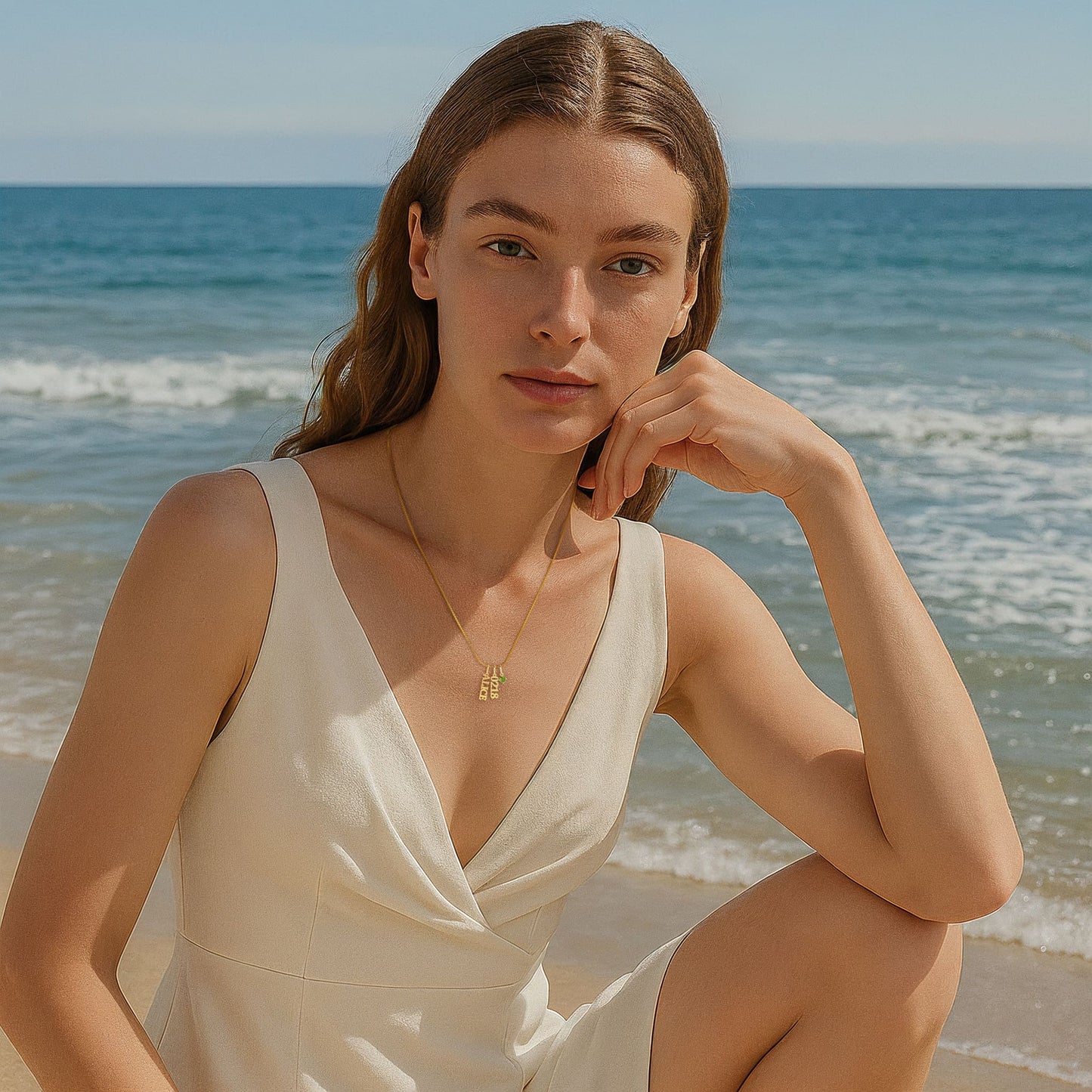 Charm Stack Birthstone Name Necklace