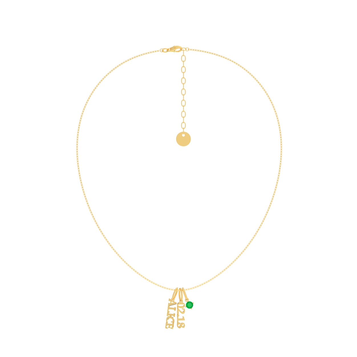 Charm Stack Birthstone Name Necklace