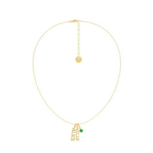 Charm Stack Birthstone Name Necklace