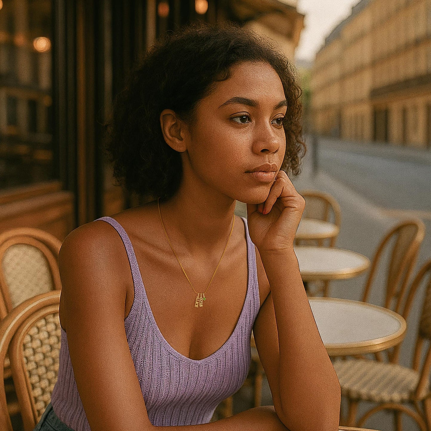 Charm Stack Birthstone Name Necklace