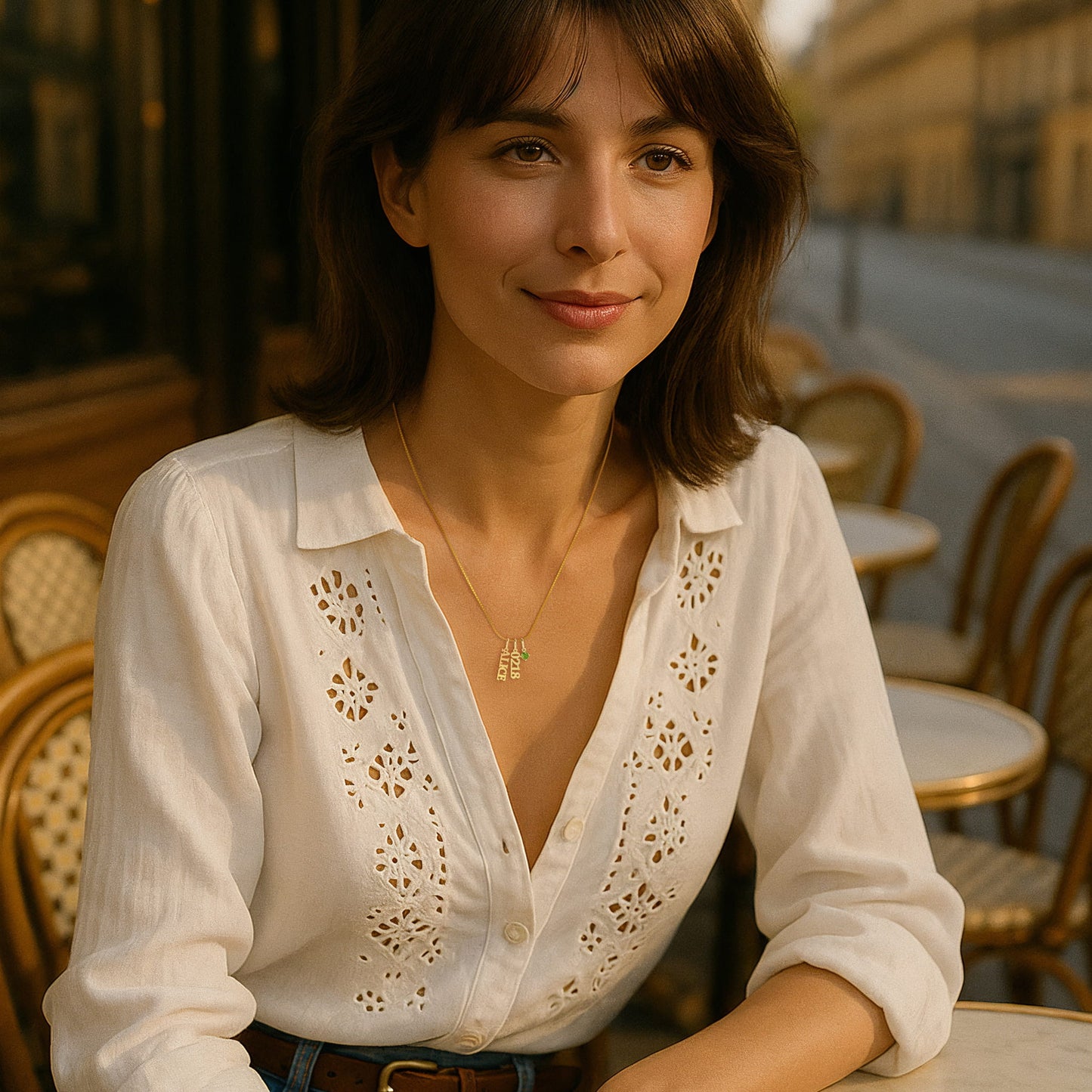 Charm Stack Birthstone Name Necklace