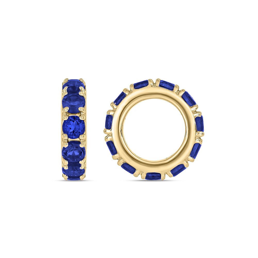 Sterling Silver 14KYGP Blue Lab Created Sapphire Charm