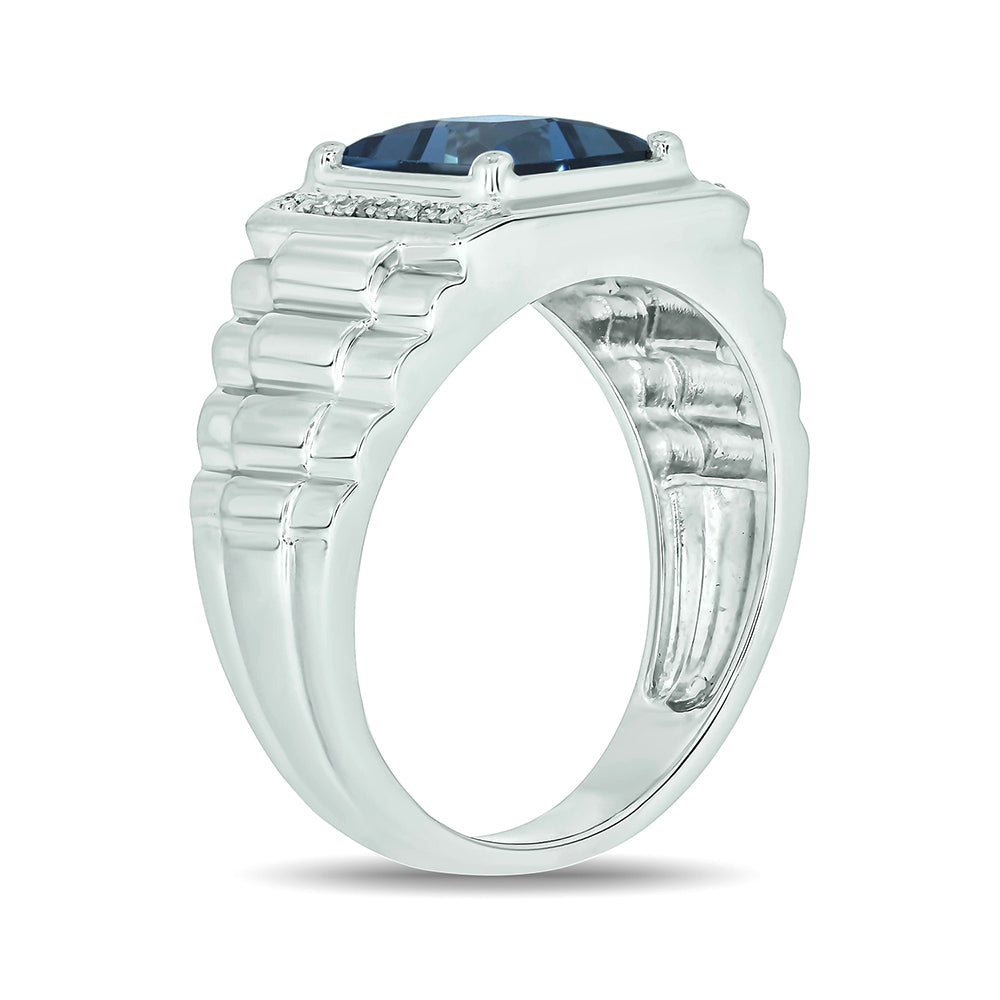 Sterling Silver London Blue Topaz Diamond Accent Ring