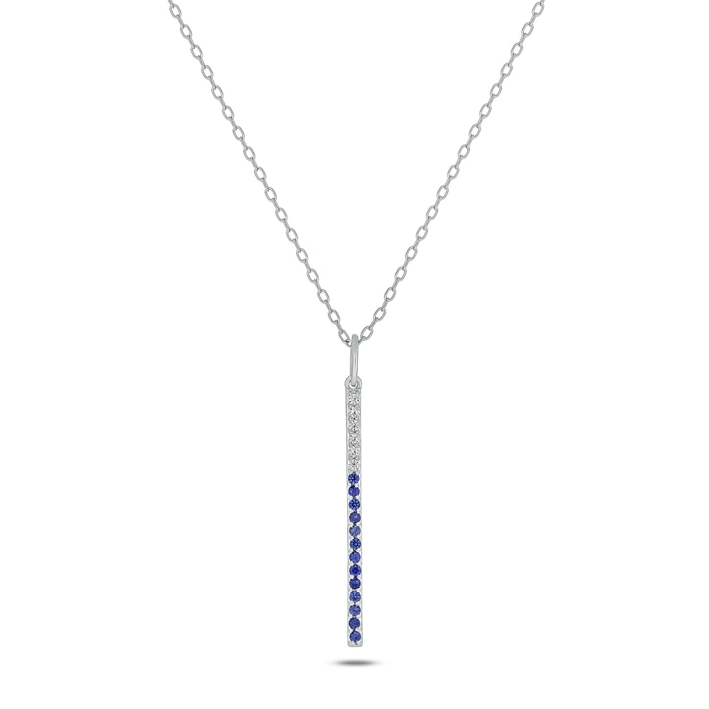 Sterling Silver Blue Lab Created Sapphire / Lab Grown Diamond accent pendant