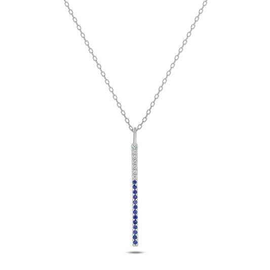 Sterling Silver 14KYGP Blue Lab Created Sapphire / Lab Grown Diamond accent pendant