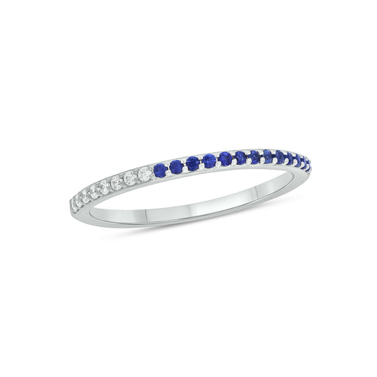 Sterling Silver Blue Lab Created Sapphire / Lab Grown diamond accent Ring