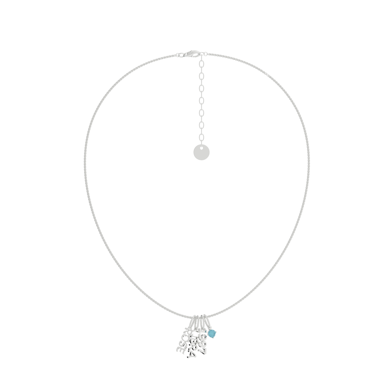 Charm Stack Birthstone Name Necklace