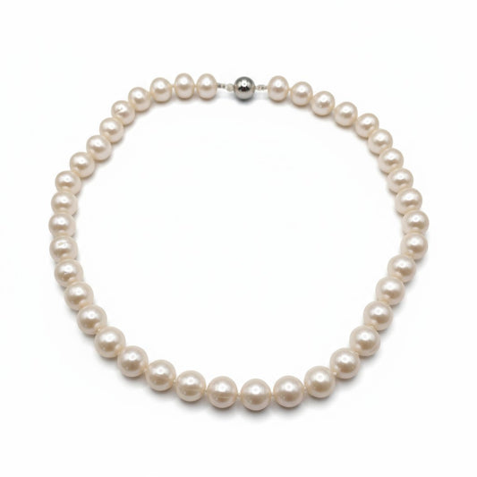 Sterling Silver Cultured Freshwater Pearl Necklace 11–13MM
