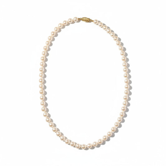 14KT Yellow Gold Akoya Cultured Pearl Necklace 6.5–7MM